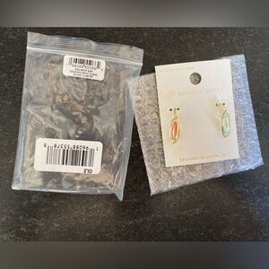 New! Kendra Scott Dichroic Glass 14k gold over brass drop earrings